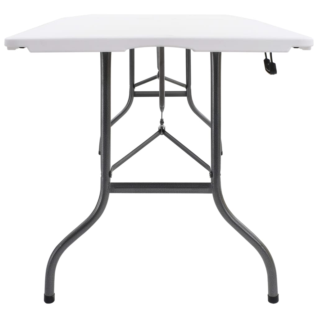 Folding Garden Table with 2 Benches 180 cm Steel and HDPE White